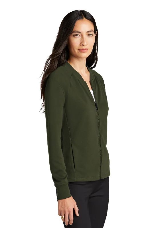 Mercer+Mettle Womens Double Knit Full Zip Bomber Jacket - Townsend Green