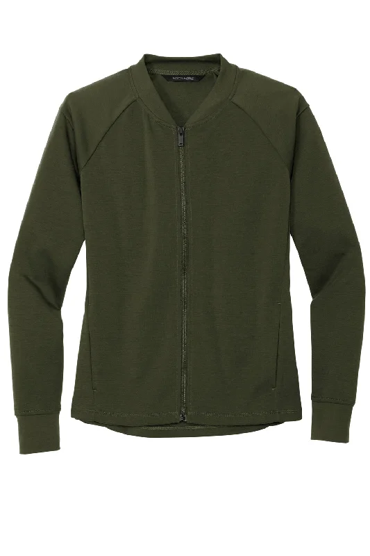 Mercer+Mettle Womens Double Knit Full Zip Bomber Jacket - Townsend Green