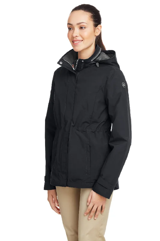 Nautica Womens Voyage Water Resistant Full Zip Hooded Jacket - Black