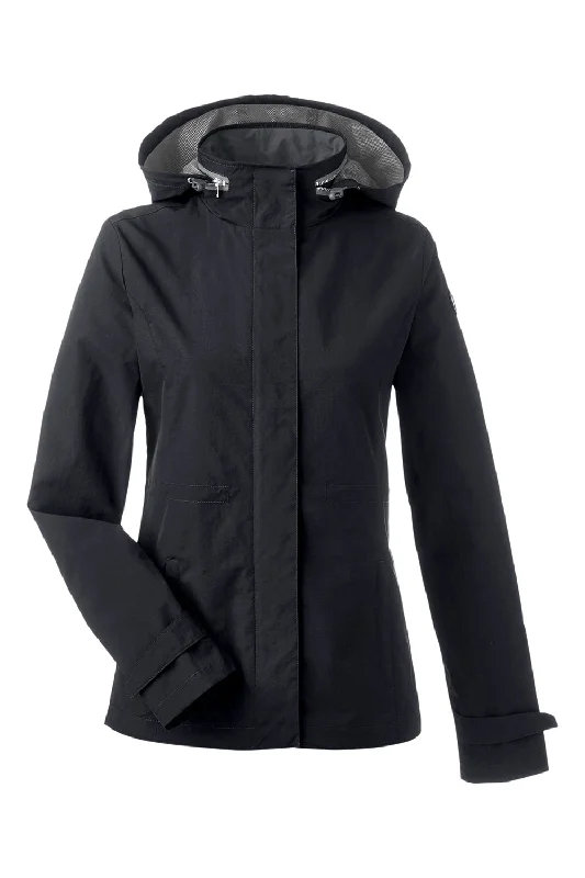 Nautica Womens Voyage Water Resistant Full Zip Hooded Jacket - Black