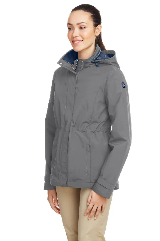 Nautica Womens Voyage Water Resistant Full Zip Hooded Jacket - Graphite Grey