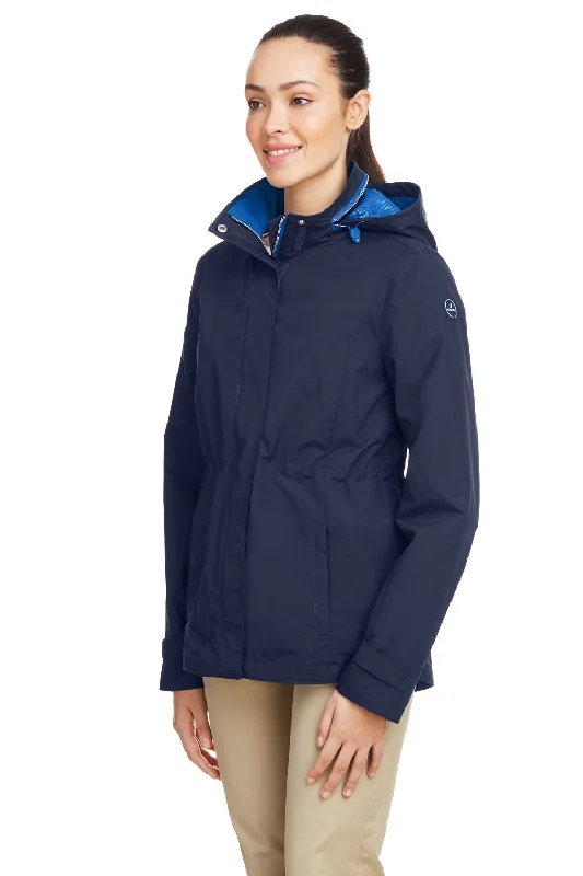 Nautica Womens Voyage Water Resistant Full Zip Hooded Jacket - Navy Blue