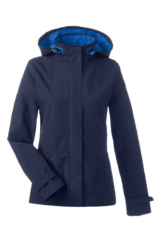 Nautica Womens Voyage Water Resistant Full Zip Hooded Jacket - Navy Blue