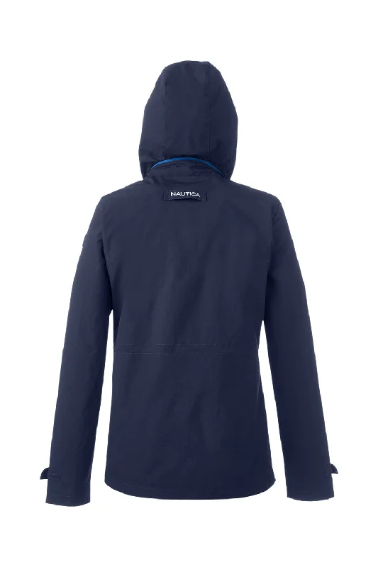 Nautica Womens Voyage Water Resistant Full Zip Hooded Jacket - Navy Blue