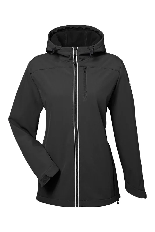 Nautica Womens Wavestorm Wind & Water Resistant Full Zip Hooded Jacket - Black