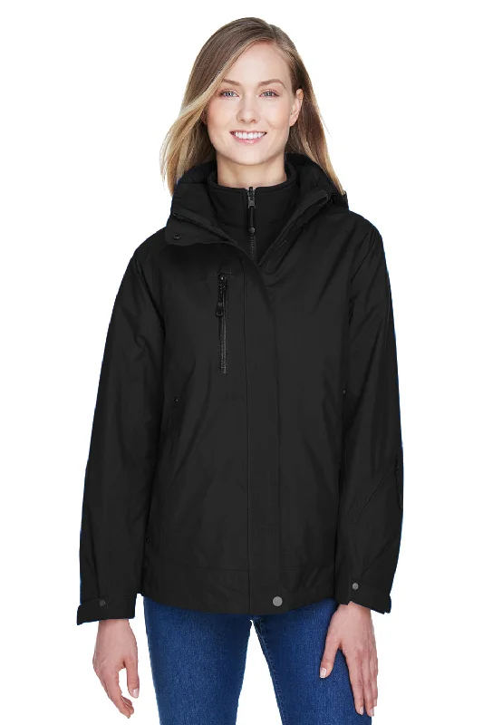 North End Womens Caprice 3-in-1 Waterproof Full Zip Hooded Jacket - Black