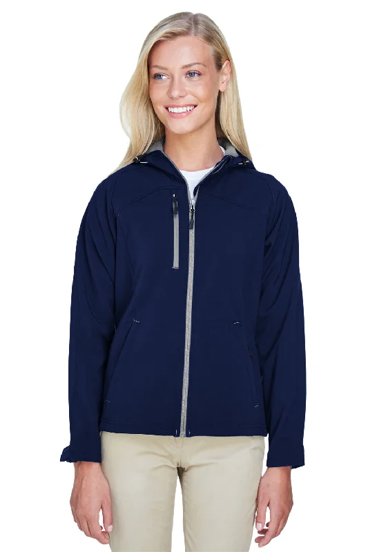 North End Womens Prospect Water Resistant Full Zip Hooded Jacket - Classic Navy Blue