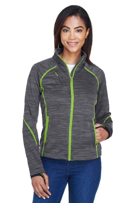 North End Womens Sport Red Flux Full Zip Jacket - Carbon Grey/Acid Green