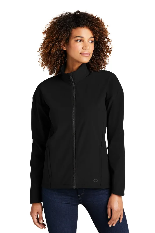 Ogio Womens Commuter Water Resistant Full Zip Soft Shell Jacket - Blacktop