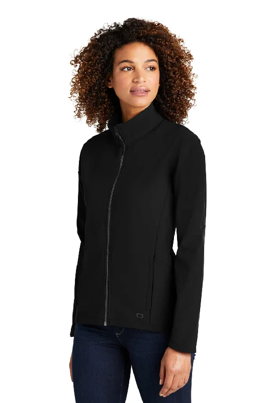 Ogio Womens Commuter Water Resistant Full Zip Soft Shell Jacket - Blacktop