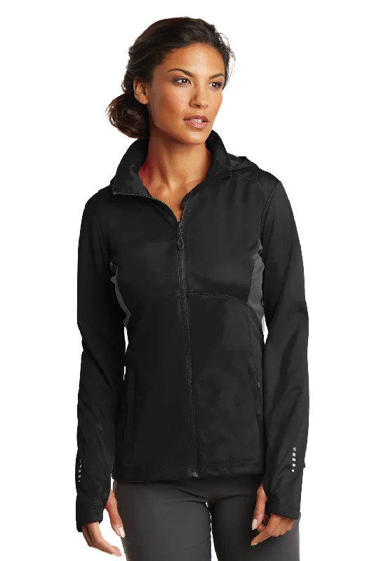 Ogio Womens Endurance Pivot Wind & Water Resistant Full Zip Hooded Jacket - Blacktop/Gear Grey