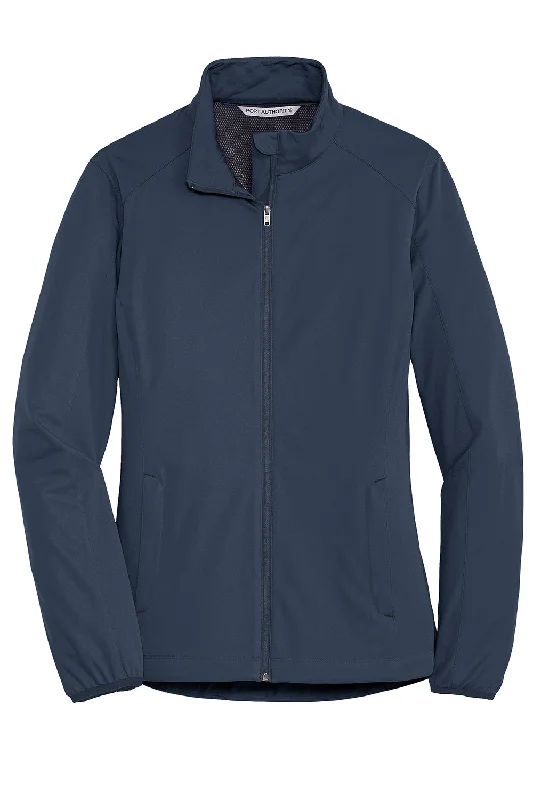 Port Authority Womens Active Wind & Water Resistant Full Zip Jacket - Dress Navy Blue