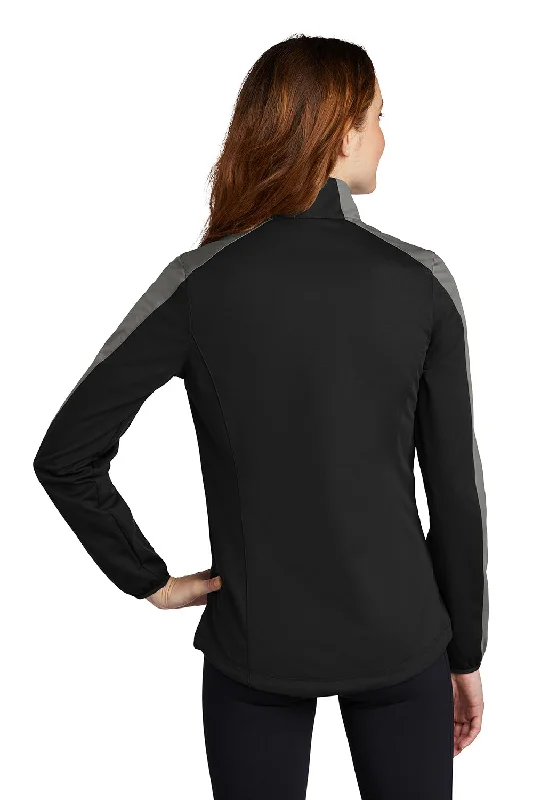 Port Authority Womens Active Wind & Water Resistant Full Zip Jacket - Deep Black/Steel Grey