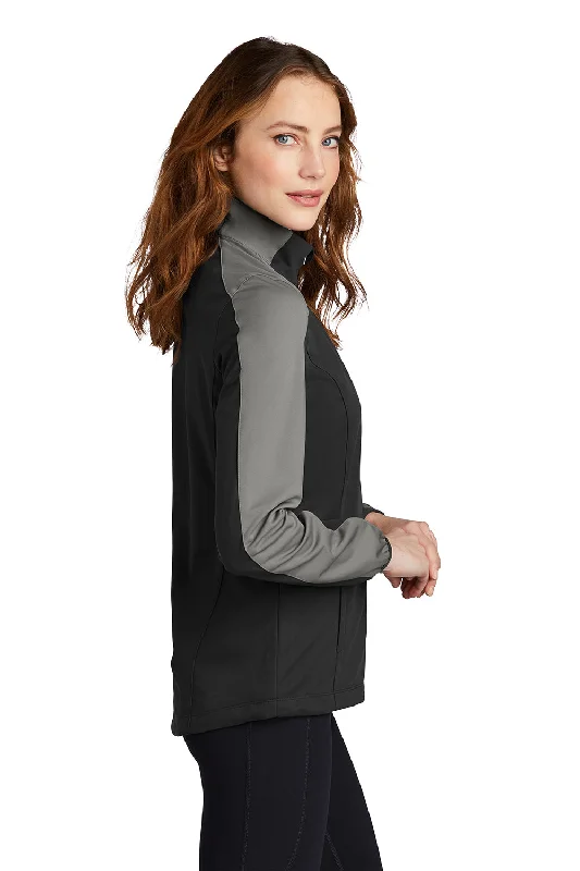 Port Authority Womens Active Wind & Water Resistant Full Zip Jacket - Deep Black/Steel Grey