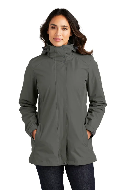 Port Authority Womens All Weather 3-in-1 Water Resistant Full Zip Hooded Jacket - Storm Grey