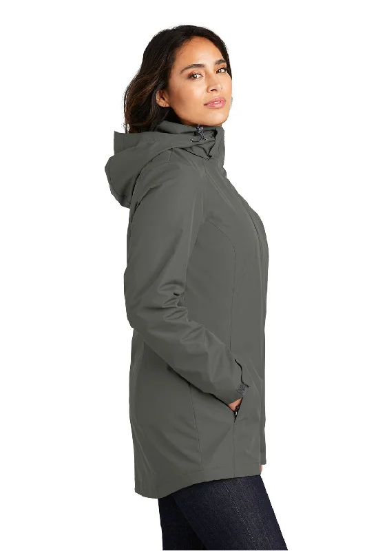 Port Authority Womens All Weather 3-in-1 Water Resistant Full Zip Hooded Jacket - Storm Grey