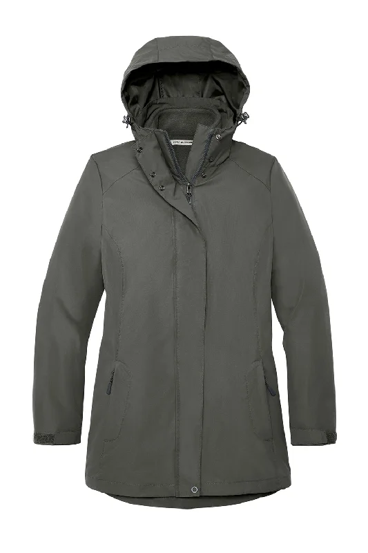 Port Authority Womens All Weather 3-in-1 Water Resistant Full Zip Hooded Jacket - Storm Grey