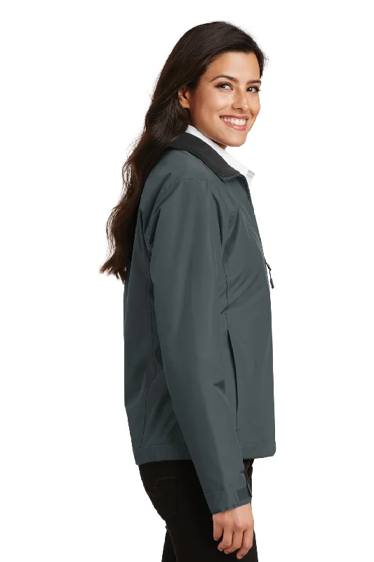 Port Authority Womens Challenger Wind & Water Resistant Full Zip Jacket - Steel Grey/True Black