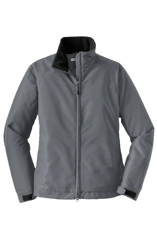 Port Authority Womens Challenger Wind & Water Resistant Full Zip Jacket - Steel Grey/True Black