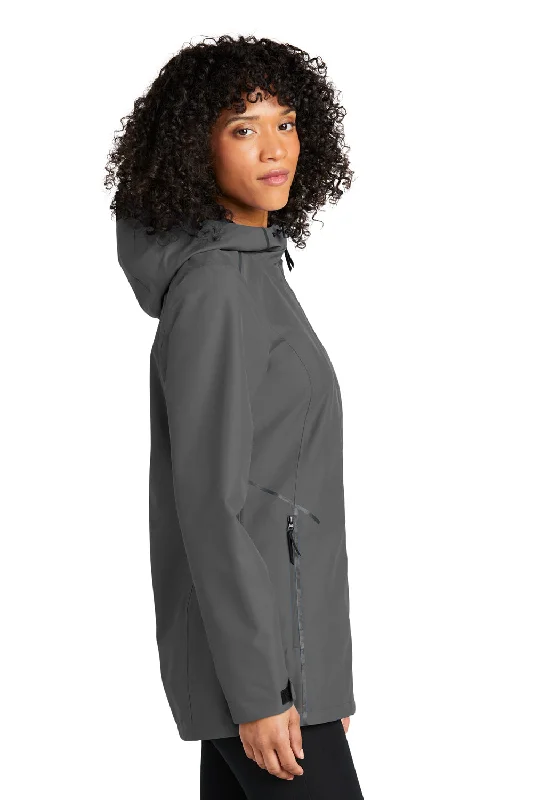 Port Authority Womens Collective Tech Waterproof Full Zip Outer Shell Hooded Jacket - Graphite Grey