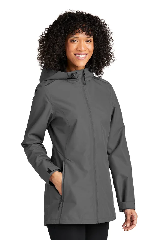 Port Authority Womens Collective Tech Waterproof Full Zip Outer Shell Hooded Jacket - Graphite Grey