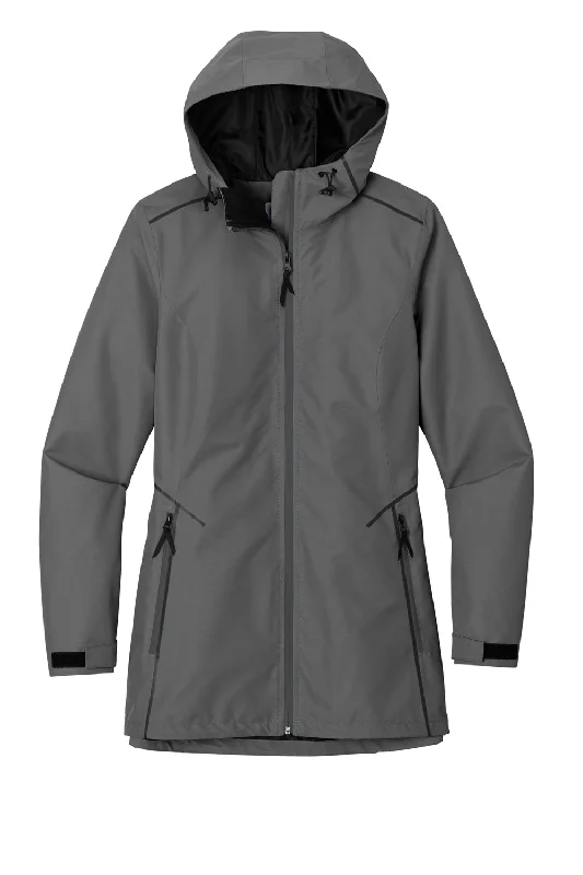 Port Authority Womens Collective Tech Waterproof Full Zip Outer Shell Hooded Jacket - Graphite Grey