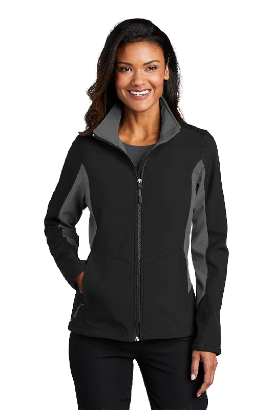 Port Authority Womens Core Wind & Water Resistant Full Zip Jacket - Black/Battleship Grey