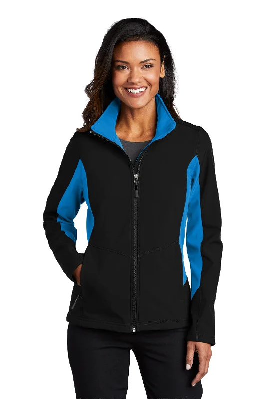 Port Authority Womens Core Wind & Water Resistant Full Zip Jacket - Black/Imperial Blue