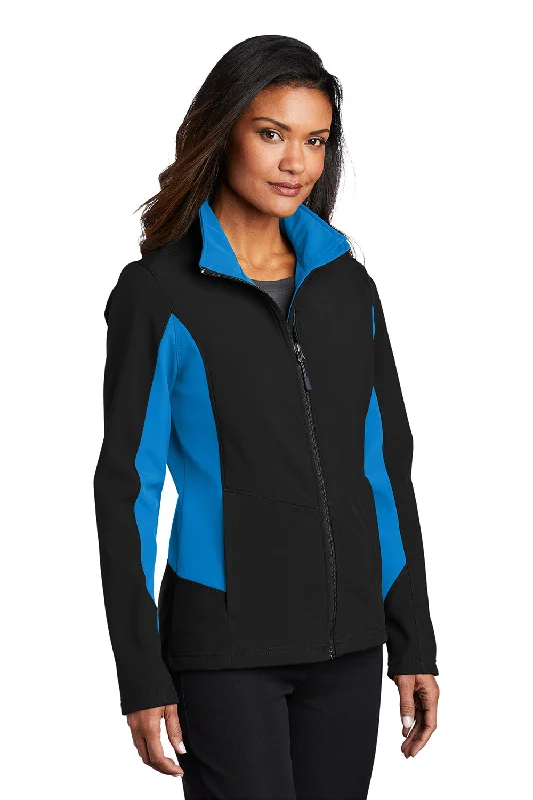 Port Authority Womens Core Wind & Water Resistant Full Zip Jacket - Black/Imperial Blue