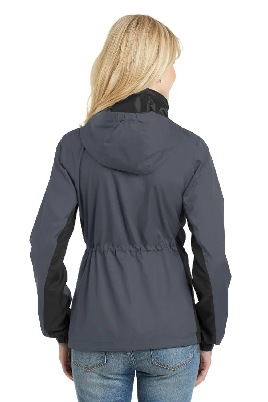 Port Authority Womens Core Wind & Water Resistant Full Zip Jacket - Battleship Grey/Black - Closeout