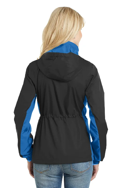 Port Authority Womens Core Wind & Water Resistant Full Zip Jacket - Black/Imperial Blue - Closeout