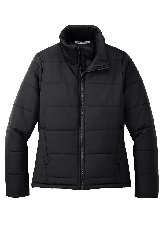 Port Authority Womens Water Resistant Full Zip Puffer Jacket - Deep Black