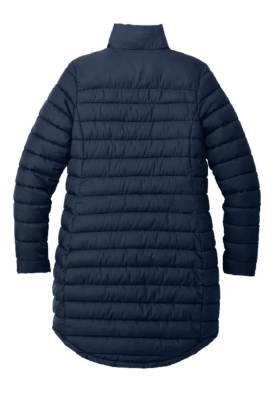 Port Authority Womens Horizon Water Resistant Full Zip Long Puffy Jacket - Dress Navy Blue