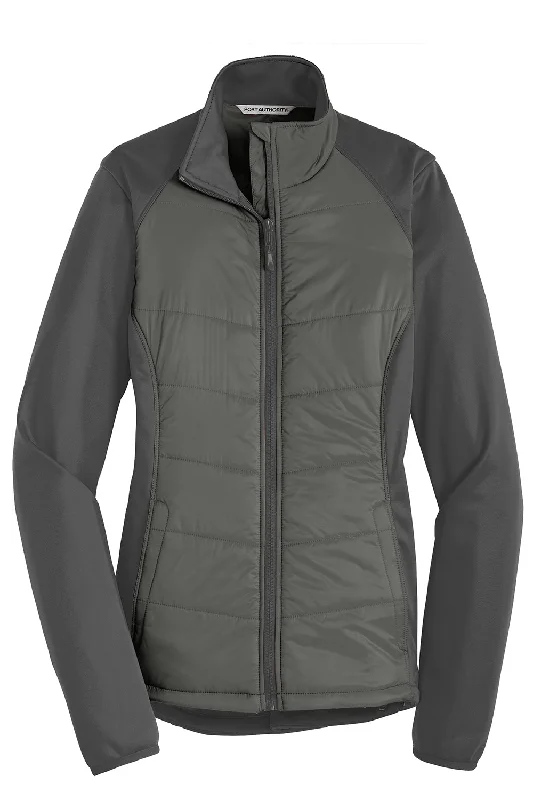 Port Authority Womens Hybrid Wind & Water Resistant Full Zip Jacket - Smoke Grey/Steel Grey