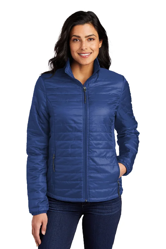 Port Authority Womens Water Resistant Packable Puffy Full Zip Jacket - Cobalt Blue