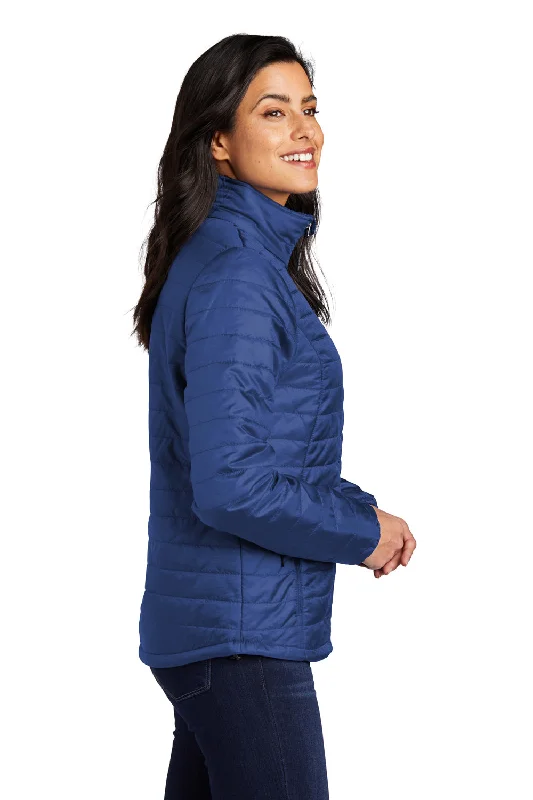 Port Authority Womens Water Resistant Packable Puffy Full Zip Jacket - Cobalt Blue