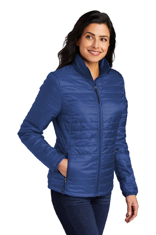 Port Authority Womens Water Resistant Packable Puffy Full Zip Jacket - Cobalt Blue