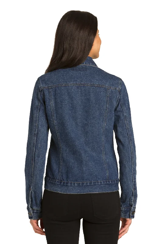 Port Authority Womens Stonewashed Denim Button Down Jacket - Denim Blue