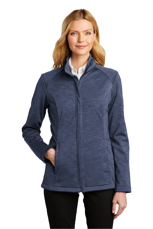 Port Authority Womens Stream Wind & Water Resistant Full Zip Jacket - Heather Dress Blue Navy