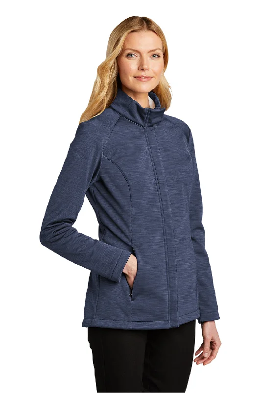 Port Authority Womens Stream Wind & Water Resistant Full Zip Jacket - Heather Dress Blue Navy