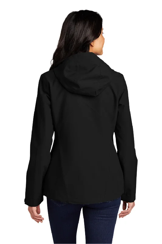 Port Authority Womens Tech Wind & Water Resistant Full Zip Hooded Rain Jacket - Deep Black