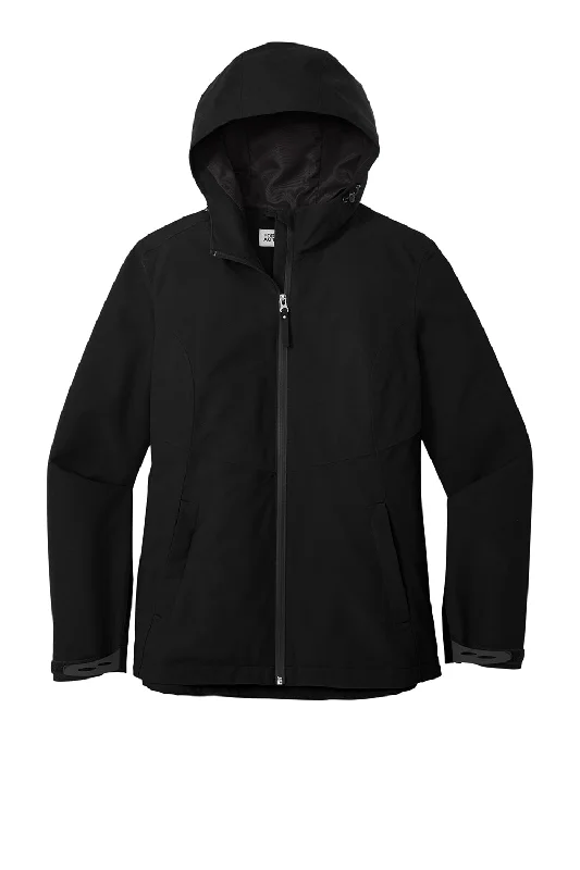 Port Authority Womens Tech Wind & Water Resistant Full Zip Hooded Rain Jacket - Deep Black