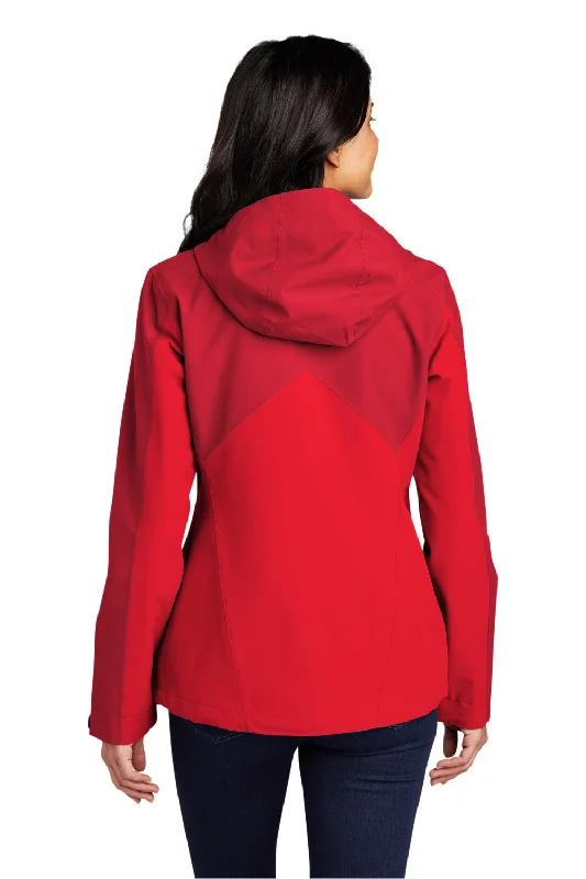 Port Authority Womens Tech Wind & Water Resistant Full Zip Hooded Rain Jacket - Sangria Red/True Red - Closeout