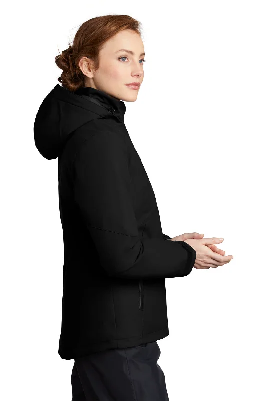 Port Authority Womens Tech Windproof & Waterproof Full Zip Hooded Jacket - Deep Black - Closeout