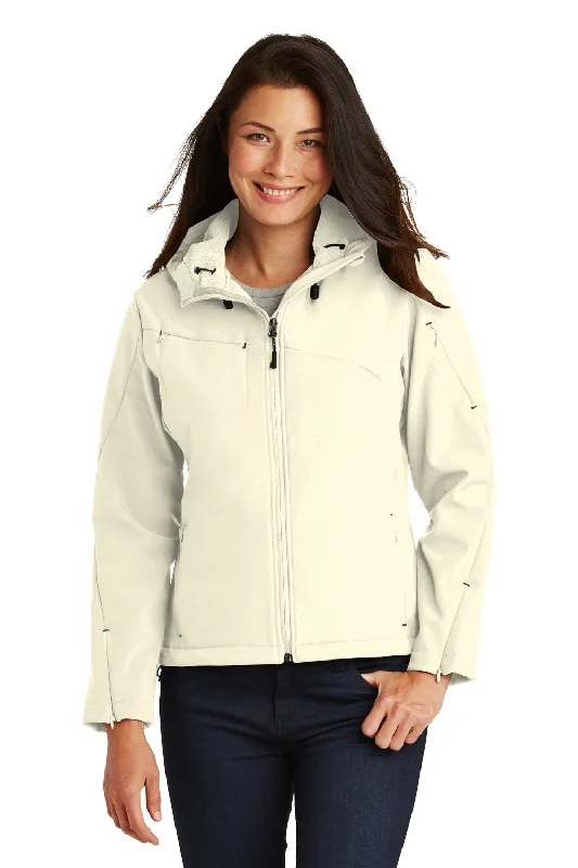 Port Authority Womens Wind & Water Resistant Full Zip Hooded Jacket - Chalk/Charcoal Grey - Closeout