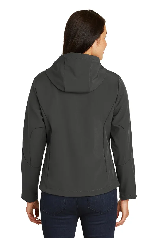 Port Authority Womens Wind & Water Resistant Full Zip Hooded Jacket - Charcoal Grey/Lemon Yellow