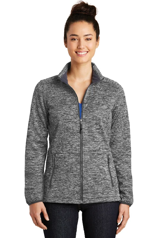 Sport-Tek Womens Electric Heather Water Resistant Full Zip Jacket - Black Electric