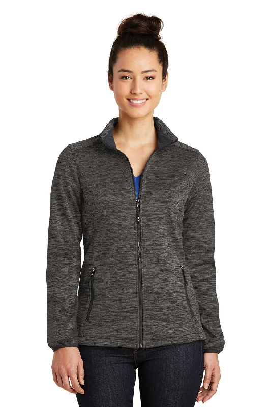 Sport-Tek Womens Electric Heather Water Resistant Full Zip Jacket - Grey Black Electric