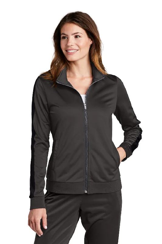 Sport-Tek Womens Full Zip Track Jacket - Graphite Grey/Black