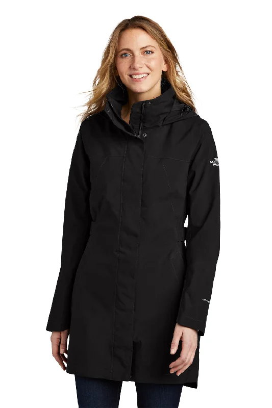 The North Face Womens City Windproof & Waterproof Full Zip Hooded Trench Coat - Black - Closeout